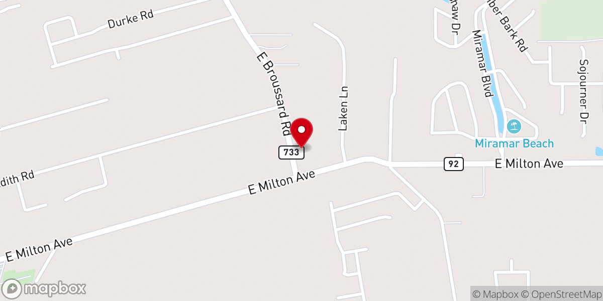 Map showing location of First Baptist Church of Milton