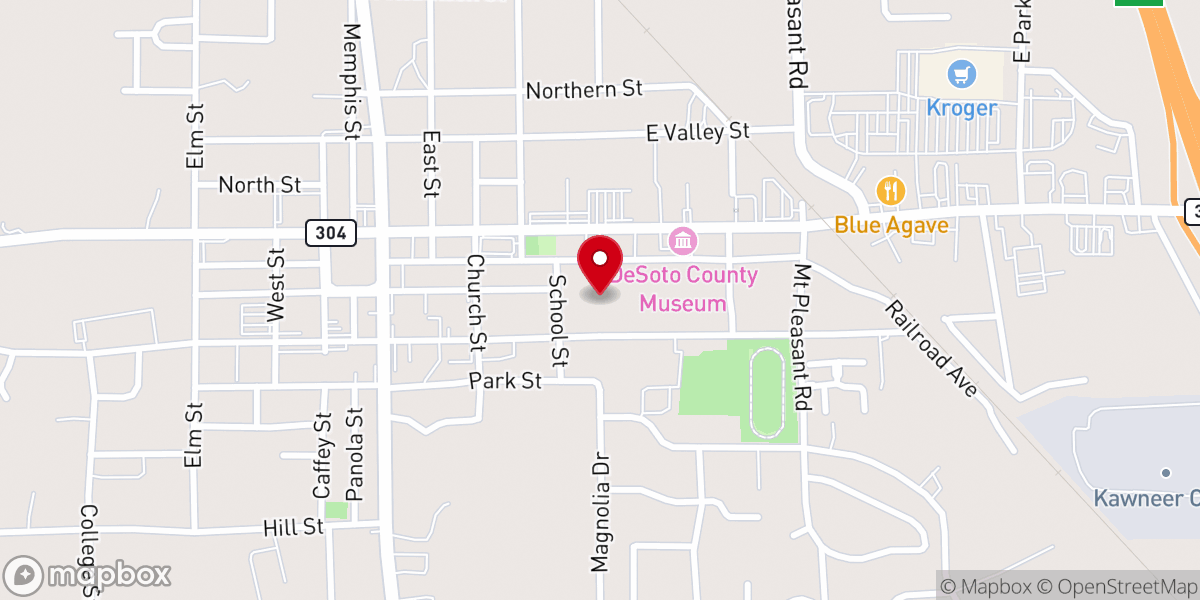 Map showing location of Hernando Baptist Church