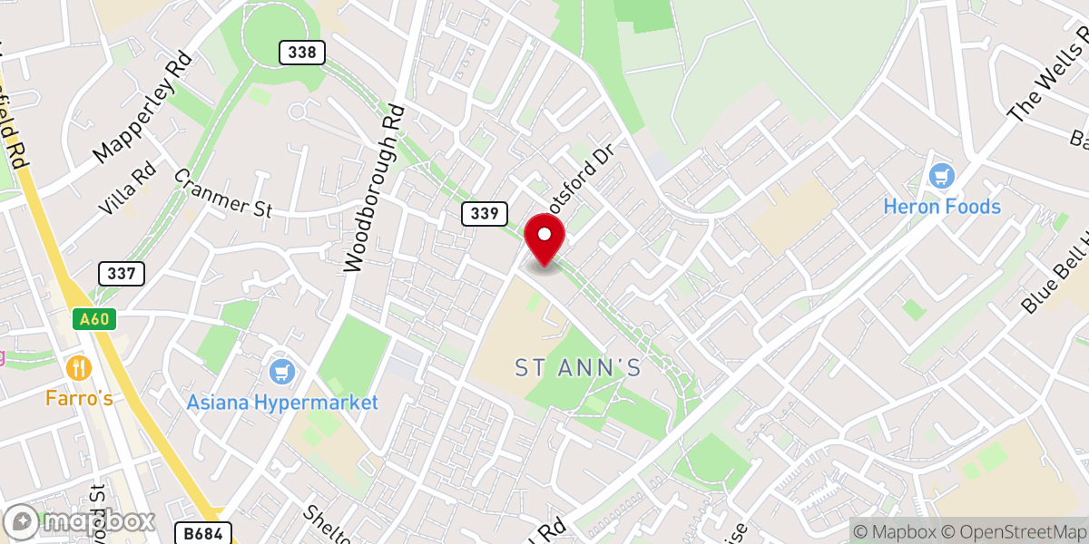 Map showing location of Chasewood Baptist Church