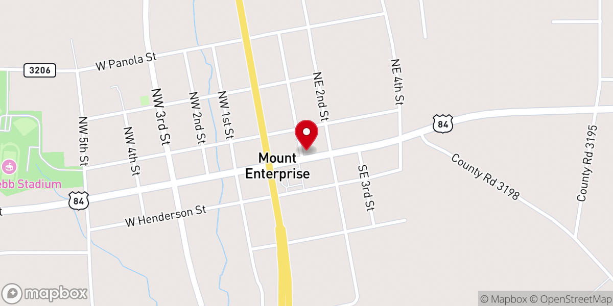 Map showing location of Timber Creek Church- Mount Enterprise Campus