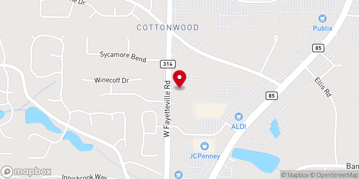 Map showing location of Christian Science Fayetteville Georgia