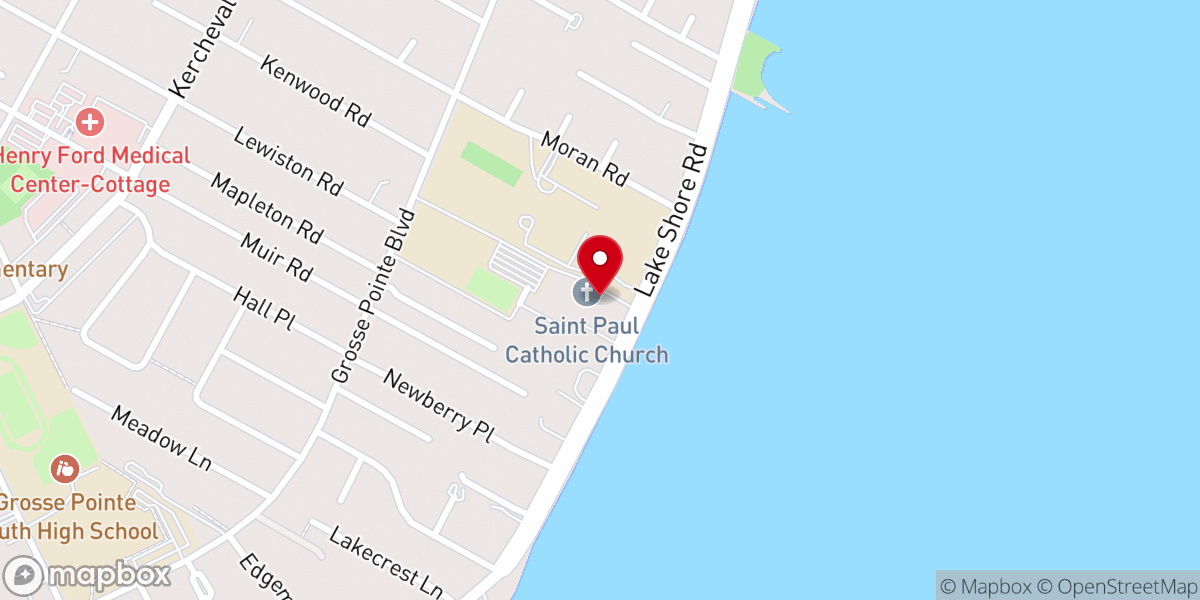 Map showing location of St Paul on the Lake Catholic Church
