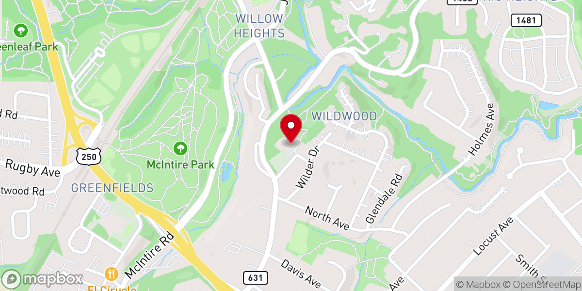 Map showing location of Park Street Christian Church