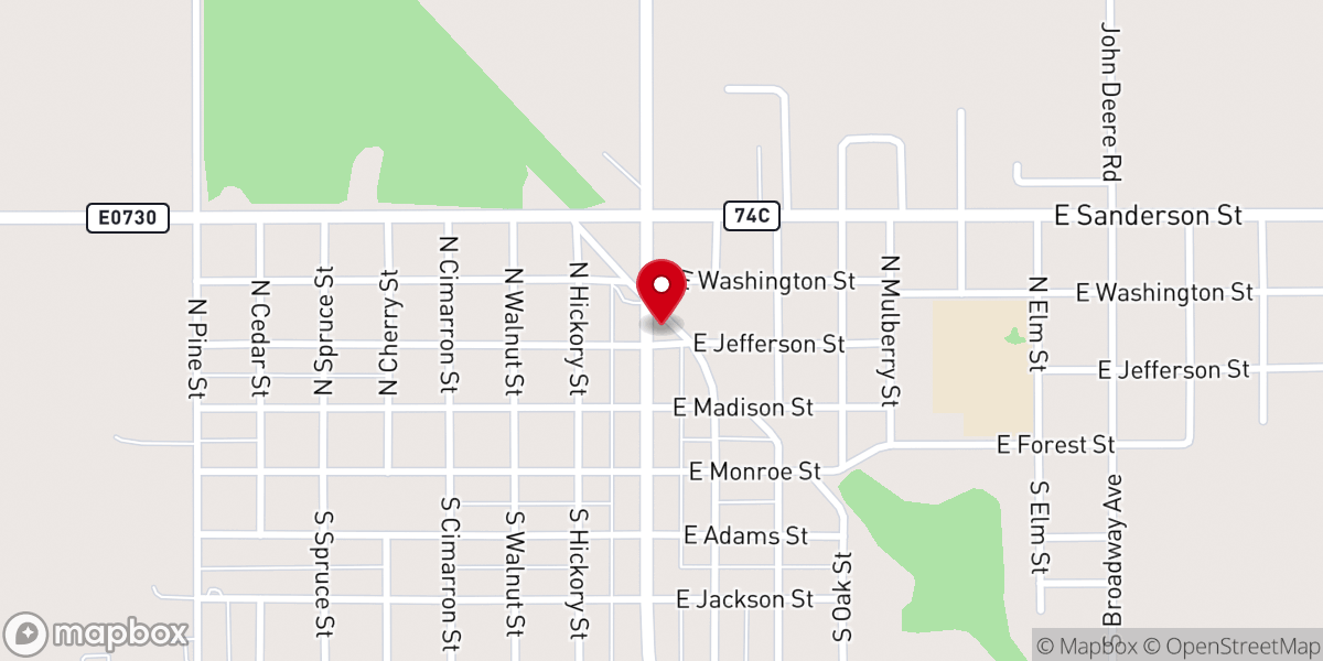 Map showing location of Assembly of God Church