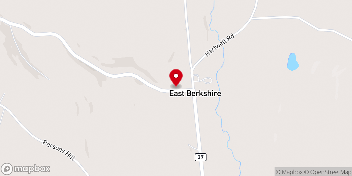 Map showing location of East Berkshire United Methodist Church