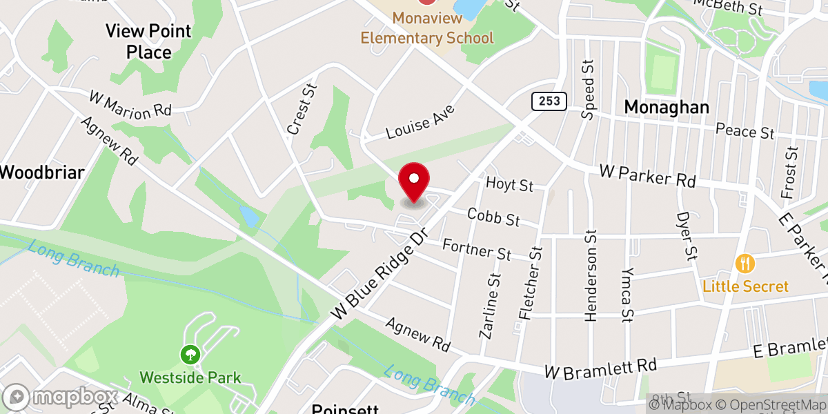 Map showing location of City View Baptist Church
