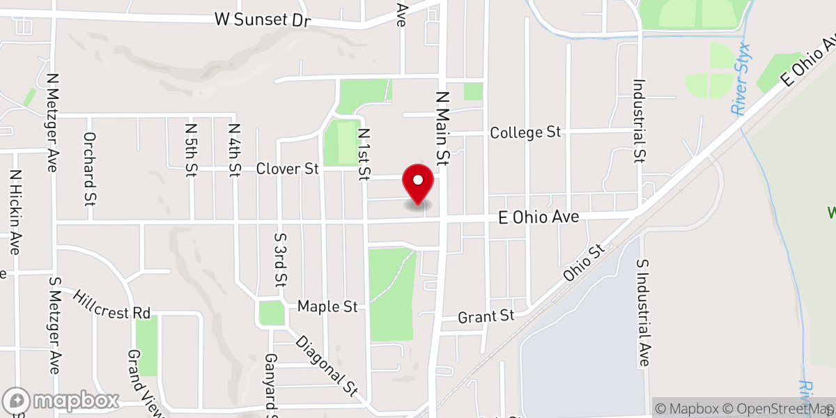 Map showing location of Hillside Baptist Church