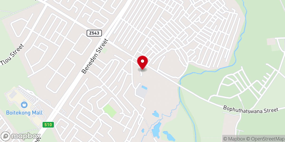 Map showing location of Christ Apostolic church International Boitekong branch