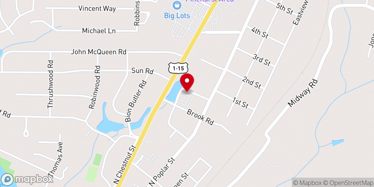 Map showing location of Bethesda Presbyterian Church