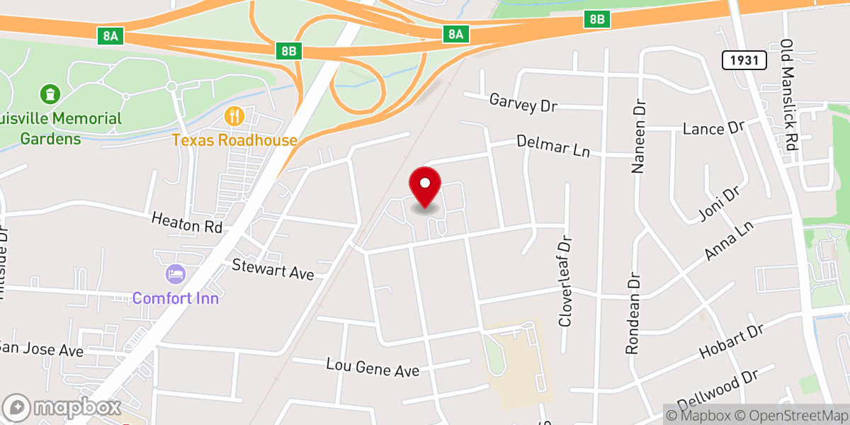 Map showing location of Shively Baptist Church