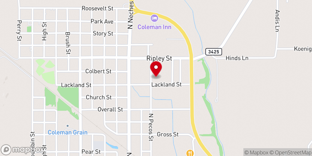 Map showing location of Coleman Community Baptist Church