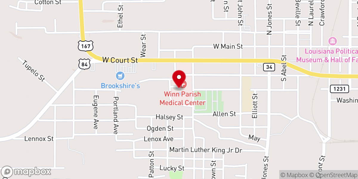 Map showing location of Winn Parish Medical Center: Emergency Room