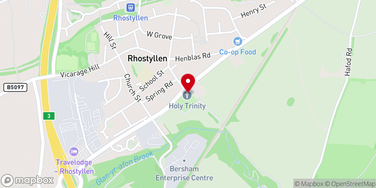 Map showing location of Holy Trinity Church