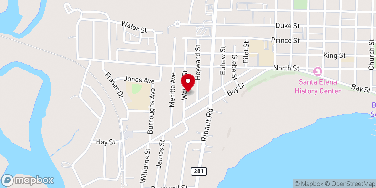 Map showing location of Historic Beaufort- downtown beautifully renovated chapel -pet friendly!\n