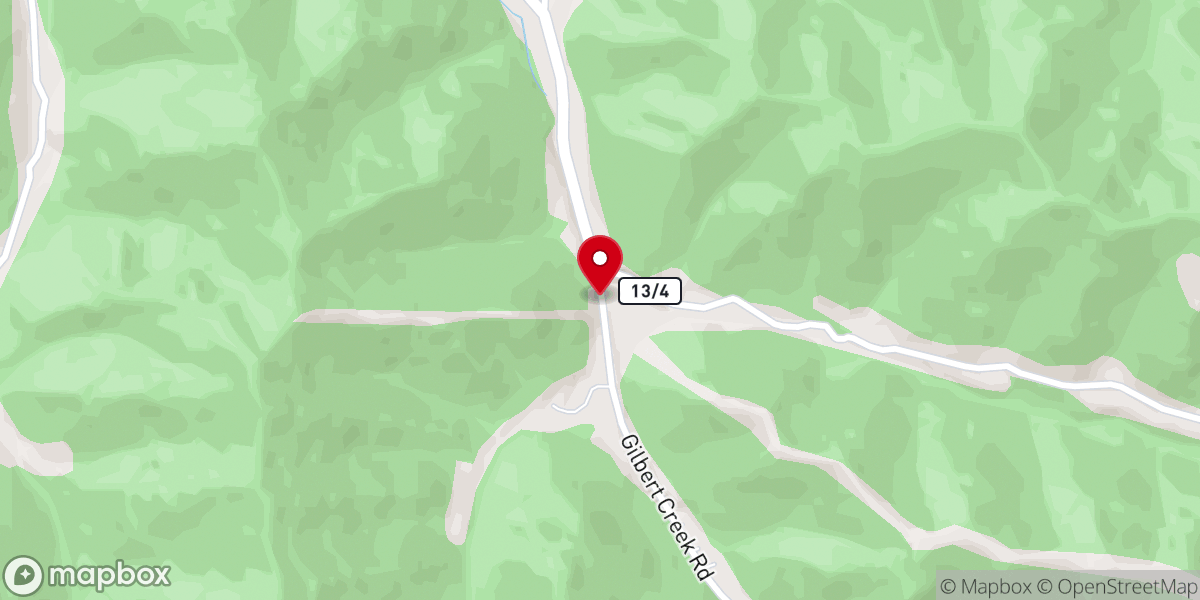 Map showing location of Gilbert Creek Baptist Church