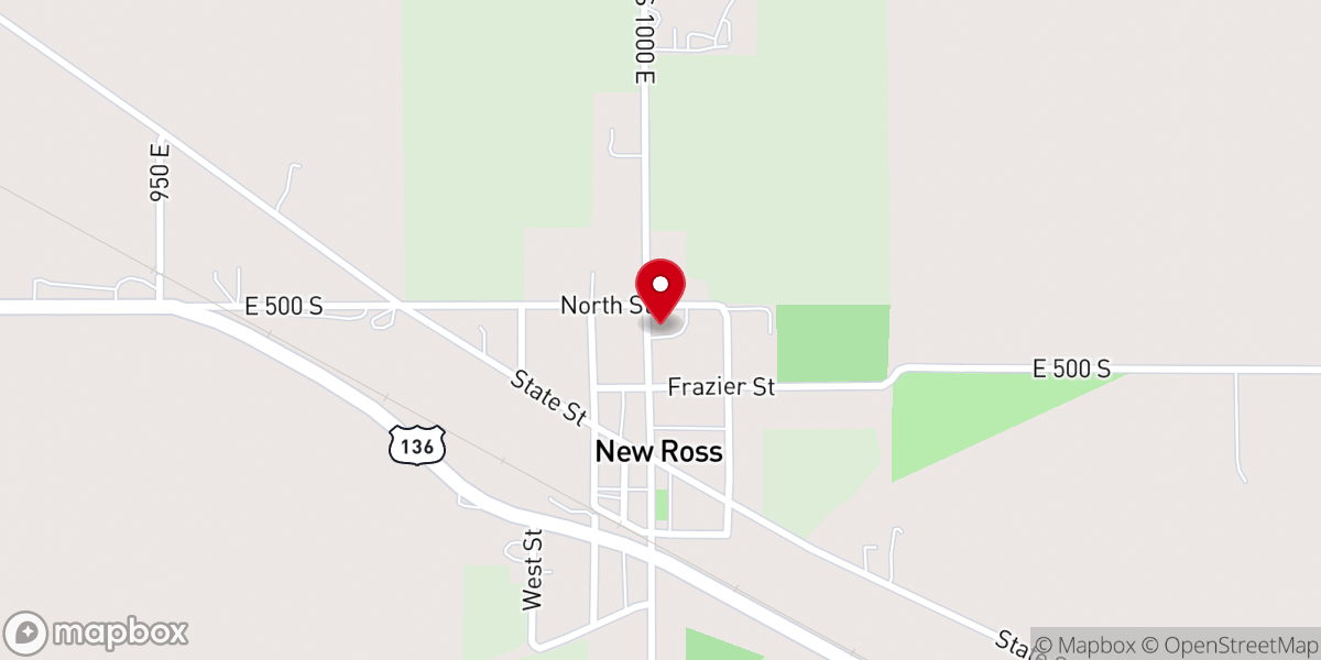 Map showing location of New Ross Christian Church