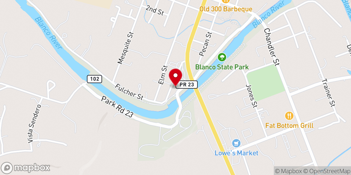 Map showing location of Blanco Riverside Getaway Villas