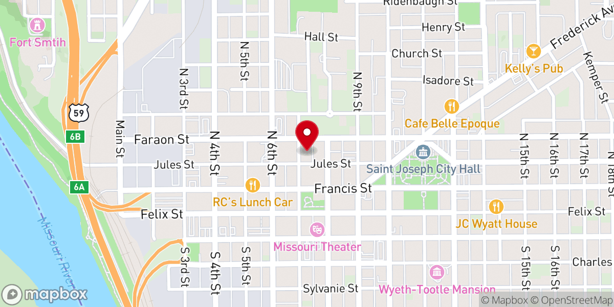 Map showing location of First Presbyterian Church