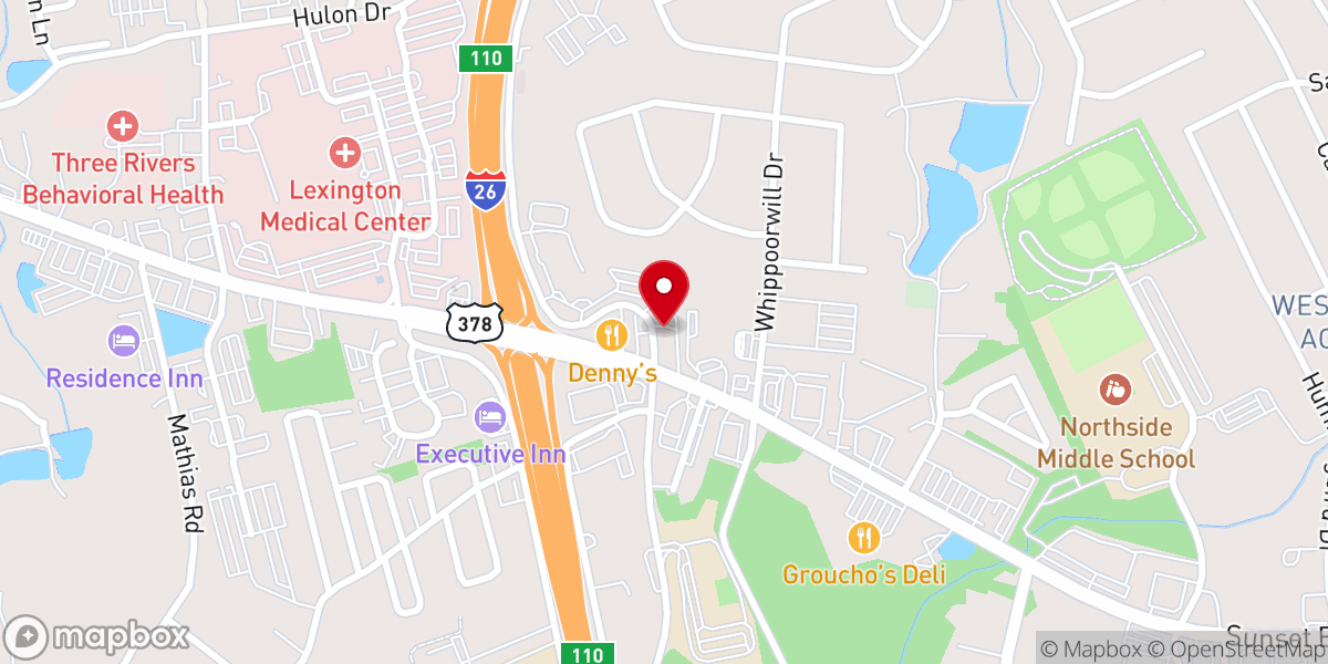 Map showing location of Crossroads Baptist Church