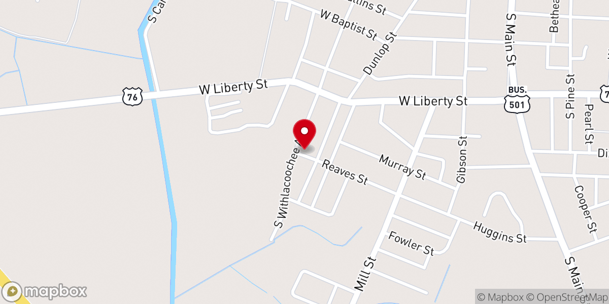 Map showing location of Robinson Temple
