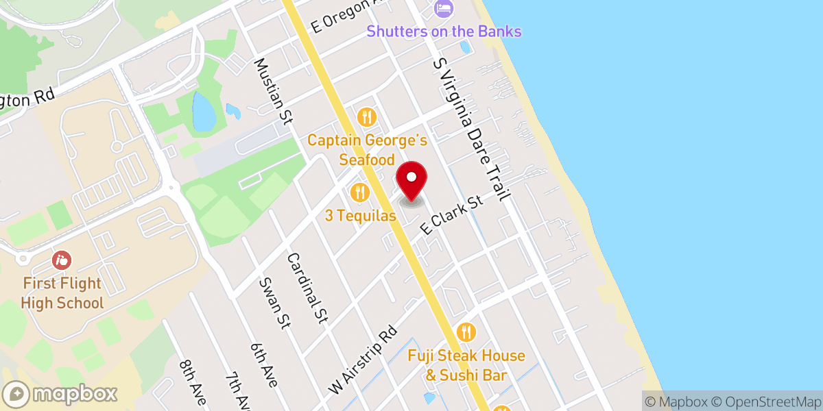 Map showing location of Outer Banks Presbyterian Church