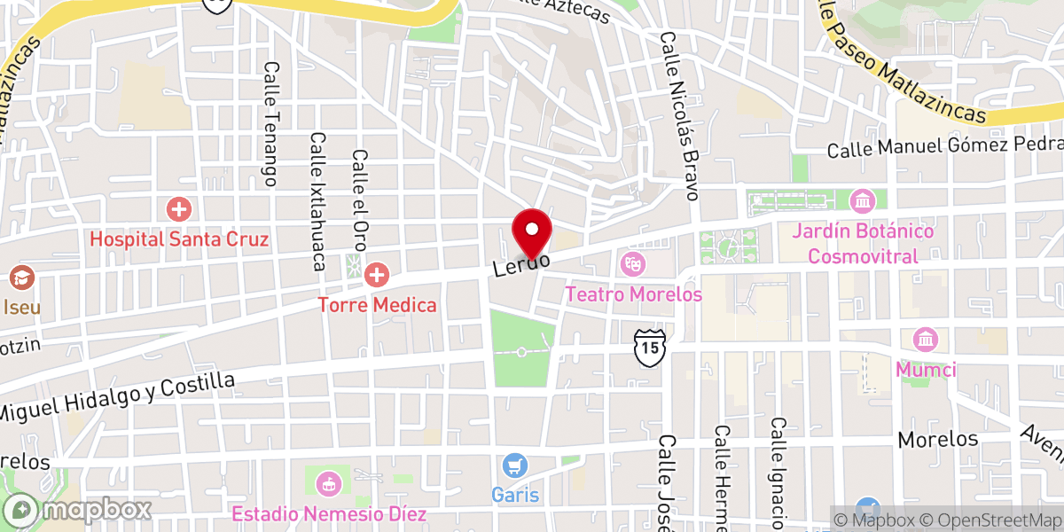 Map showing location of Avivamiento Toluca