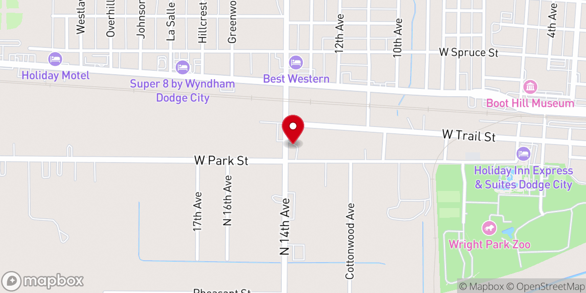 Map showing location of Dodge City Mennonite Church