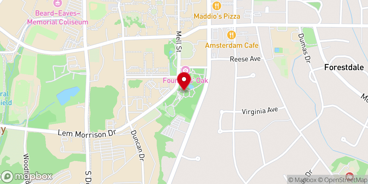 Map showing location of Donald E. Davis Arboretum