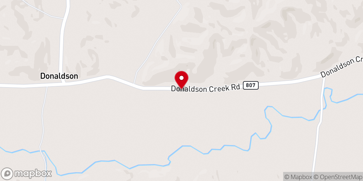 Map showing location of Donaldson Creek Baptist Church