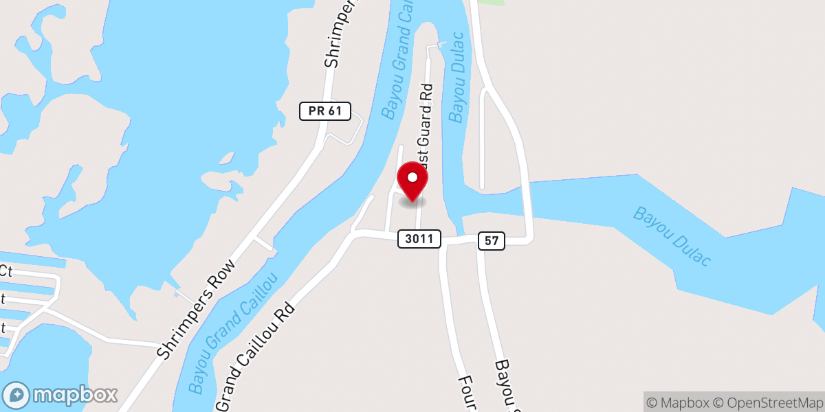 Map showing location of Dulac Community Center