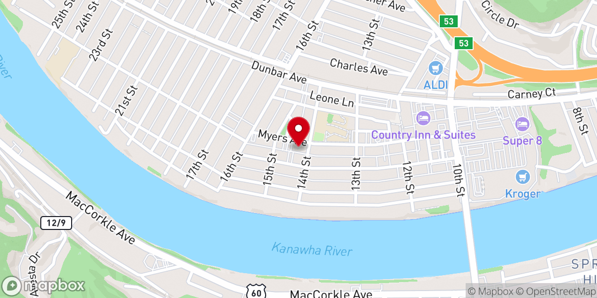 Map showing location of Dunbar United Methodist Church