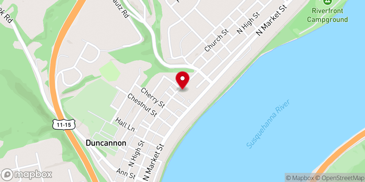 Map showing location of Duncannon Assembly of God Church
