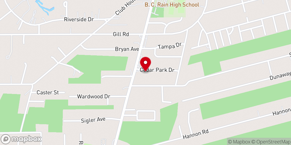Map showing location of Cedar Park Baptist Church