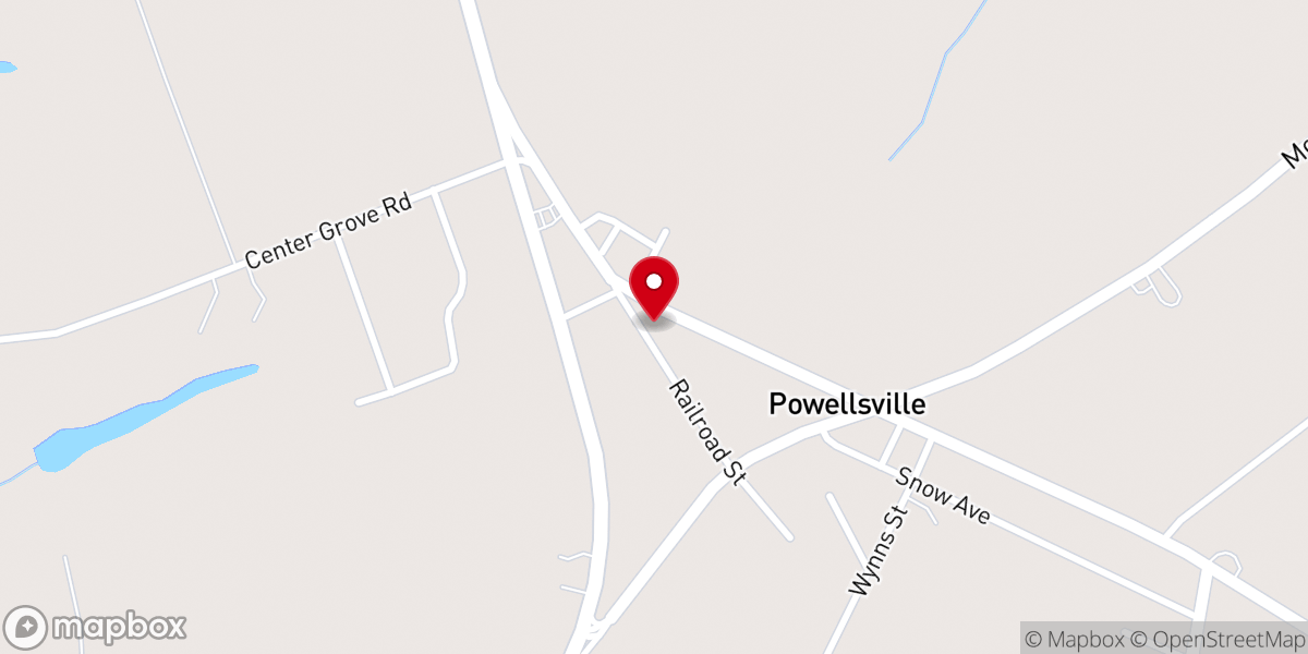 Map showing location of Powellsville Baptist Church