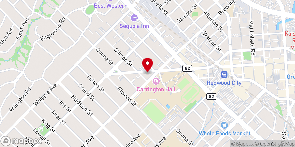Map showing location of Redwood City First United Methodist Church