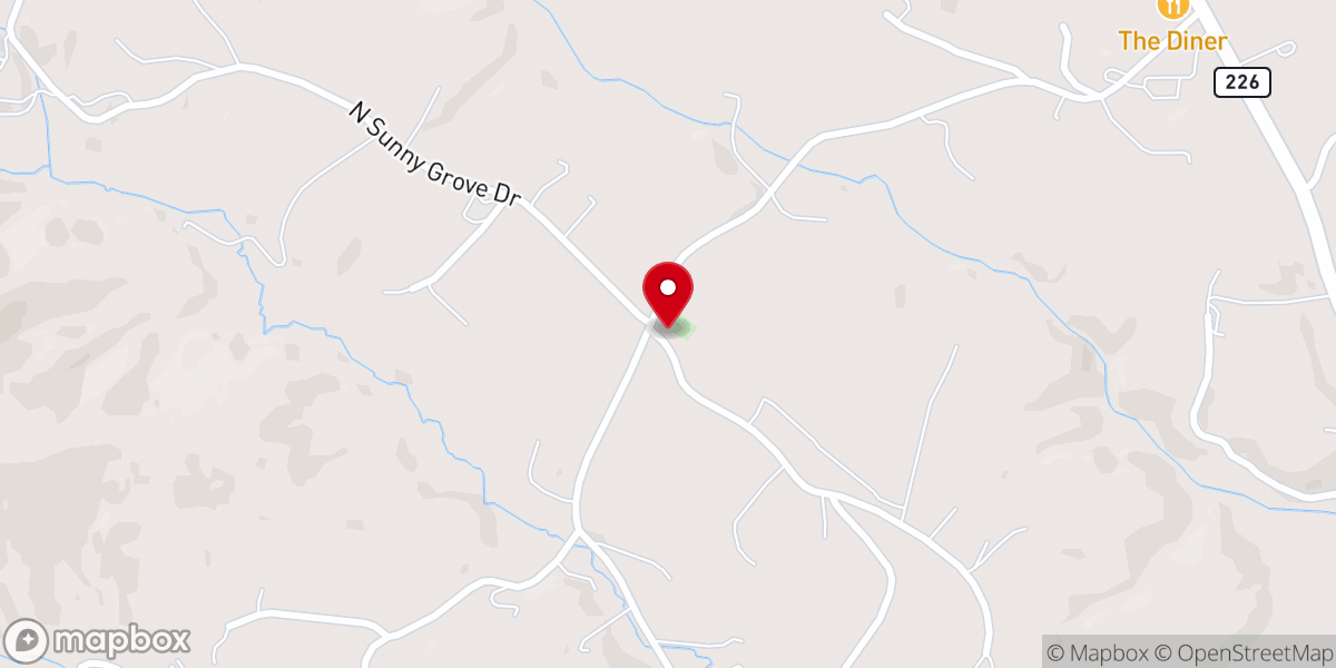 Map showing location of Sunny Grove Church