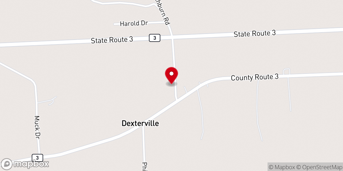 Map showing location of Dexterville Community Services