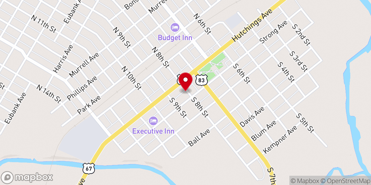 Map showing location of Brady Coleman Runnels Baptist Area Church