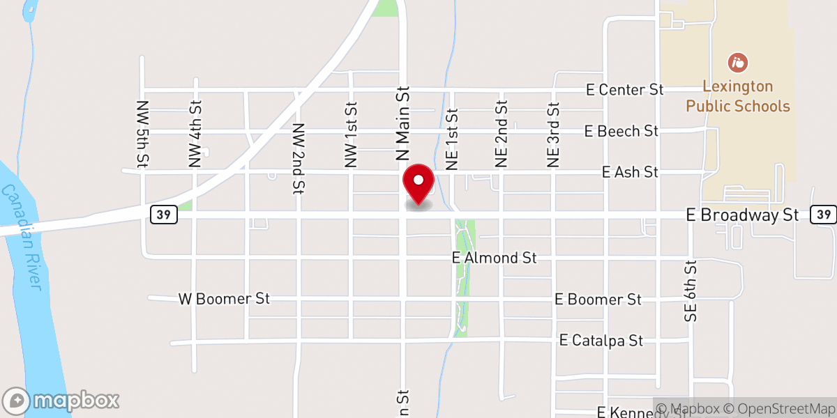 Map showing location of Lexington City Hall