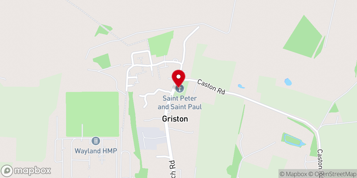 Map showing location of Griston Church, St Peter & St Paul's