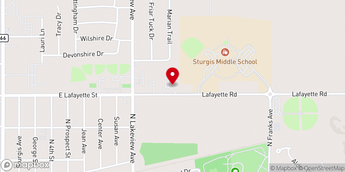 Map showing location of St. John’s Ev. Lutheran Church