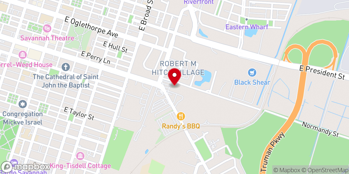 Map showing location of Savannah Baptist Center
