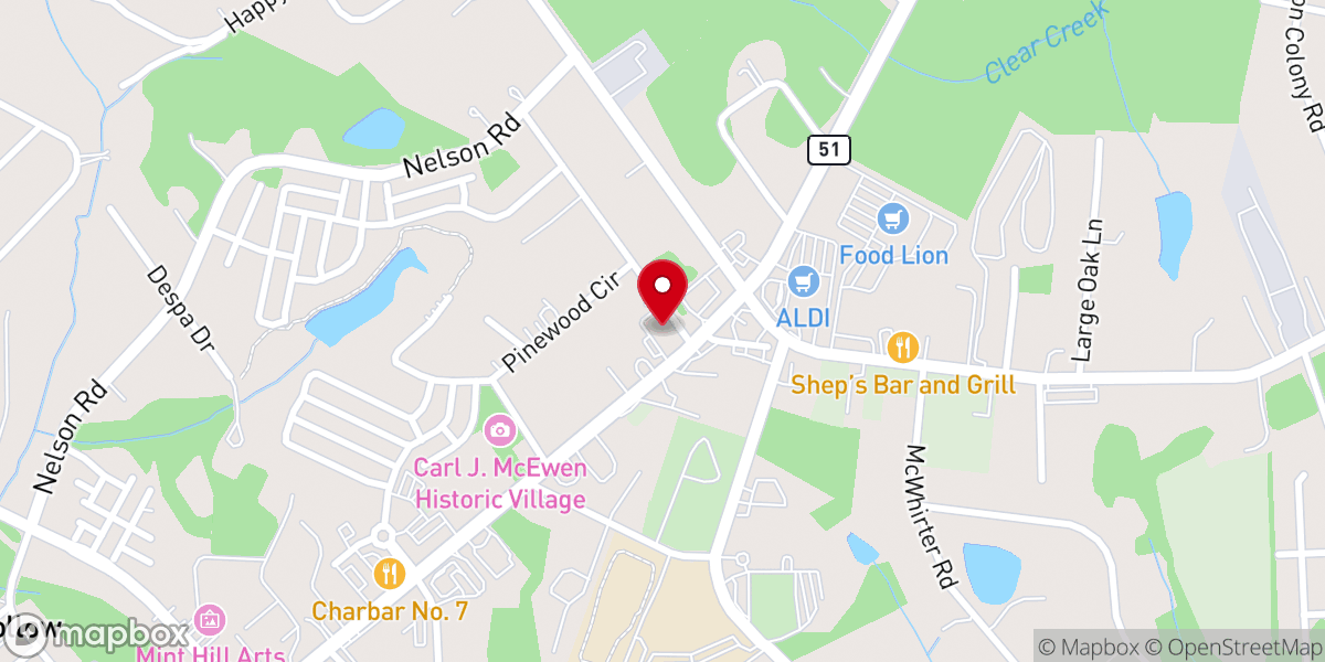 Map showing location of Mint Hill Baptist Church