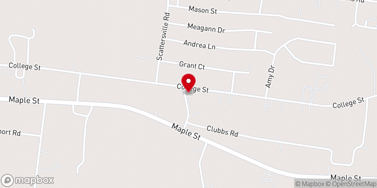 Map showing location of Liberty Free Will Baptist Church