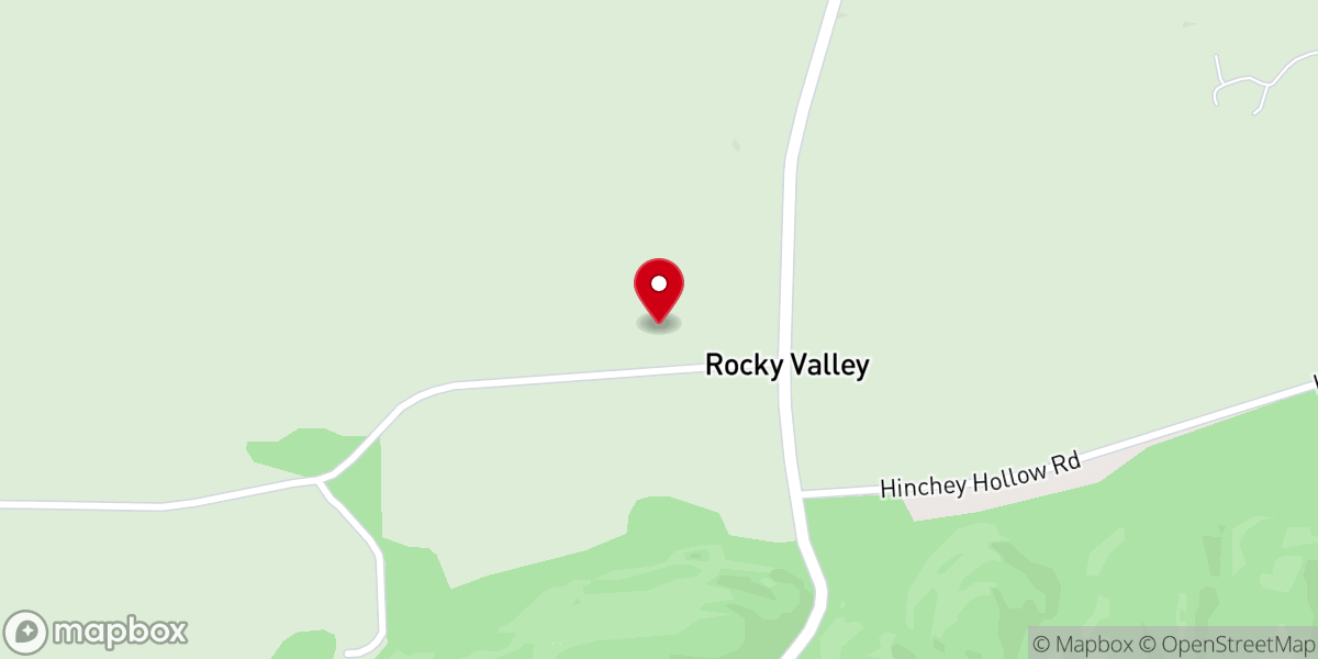 Map showing location of Rocky Valley Baptist Church
