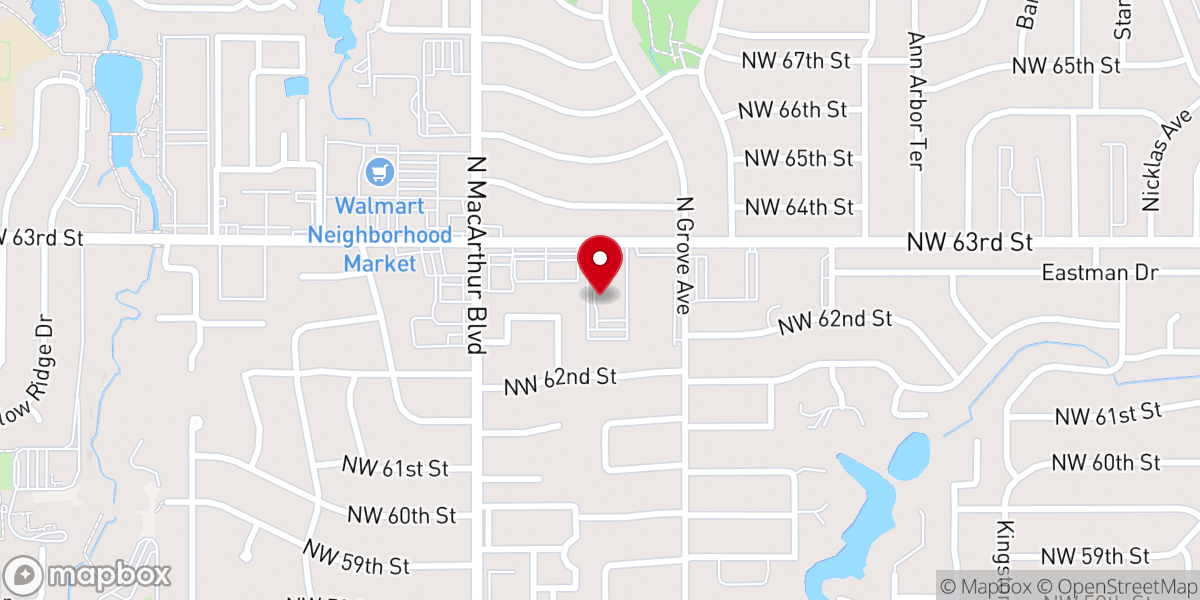 Map showing location of Cherokee Hills Baptist Church