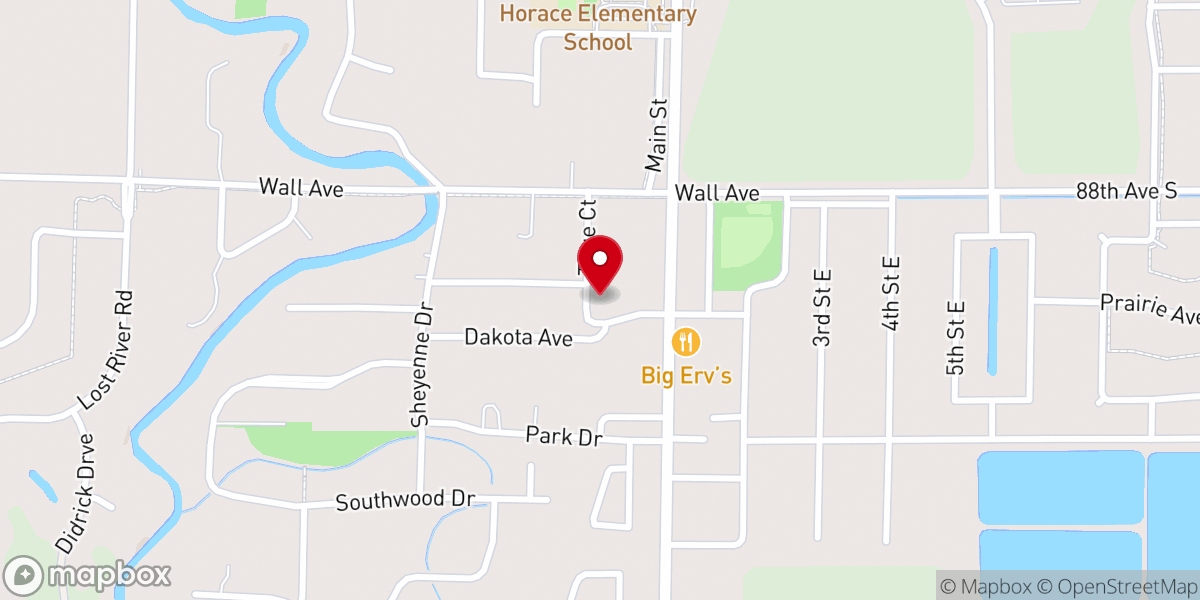 Map showing location of Horace Community Center