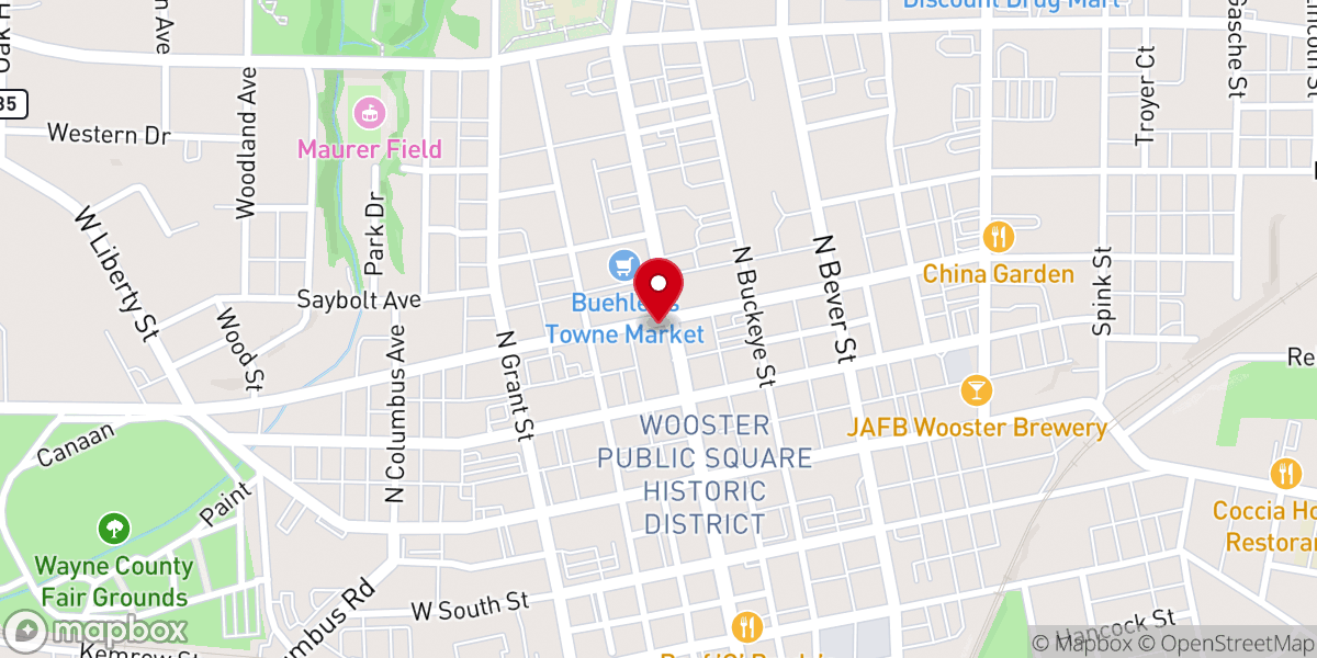 Map showing location of FIRST BAPTIST CHURCH OF WOOSTER