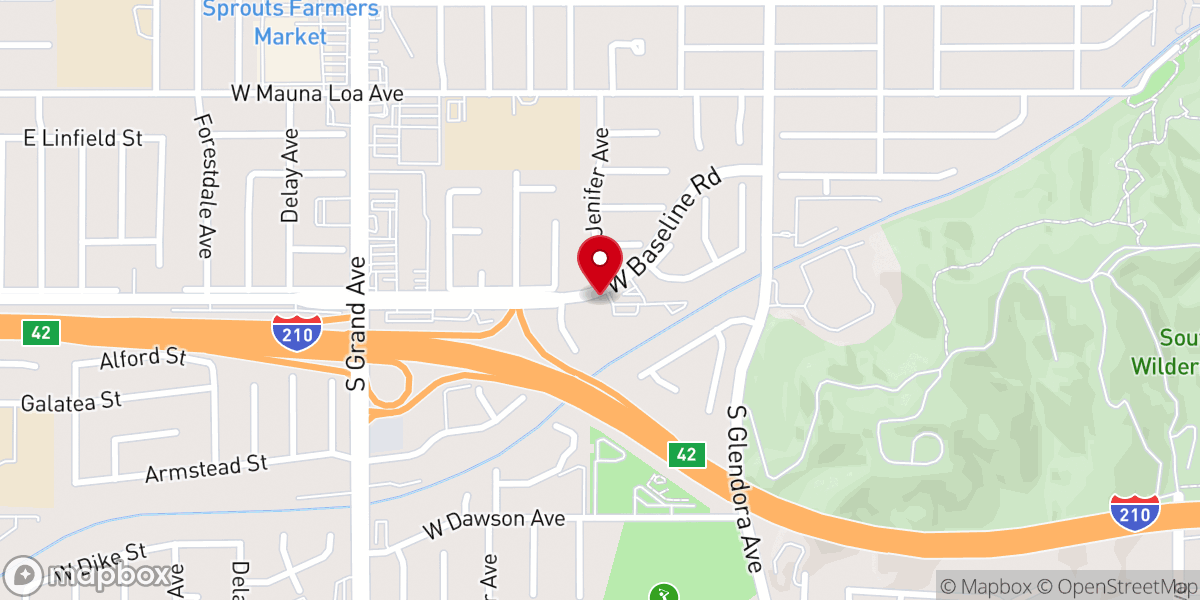 Map showing location of Foothill Church (Baseline Campus)