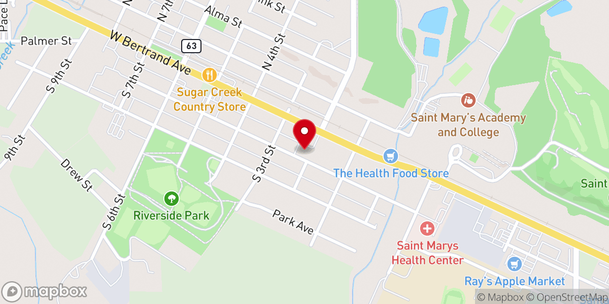 Map showing location of Harvesters Community Food Network Distribution-Saint Mary's-Food Pantry
